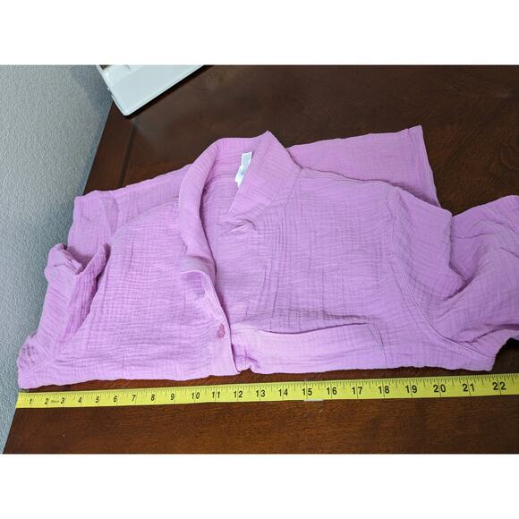 Stars Above Gauze Pajama Top XS Purple Breathable PJs Button Front Sleep Shirt - Picture 7 of 9
